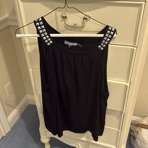 Calvin Klein Elegant Black Sleeveless Top with stones